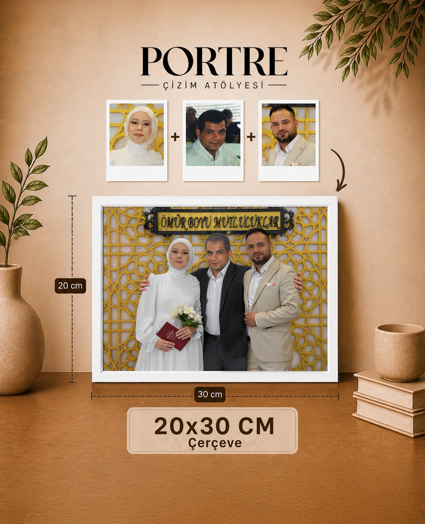 çerçeveli kişiye özel aile fotoğrafı birleştirme tablosu 