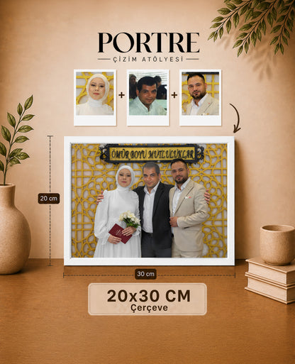 çerçeveli kişiye özel aile fotoğrafı birleştirme tablosu 
