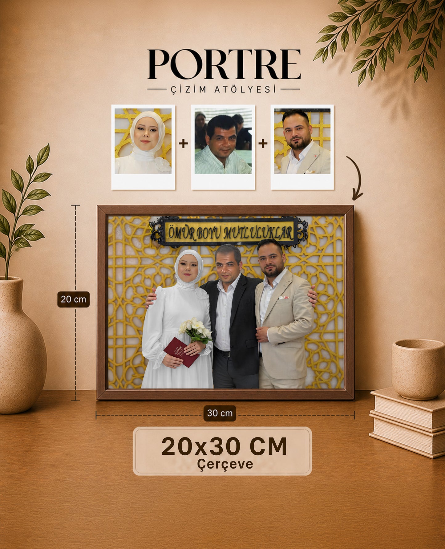 çerçeveli kişiye özel aile fotoğrafı birleştirme tablosu 