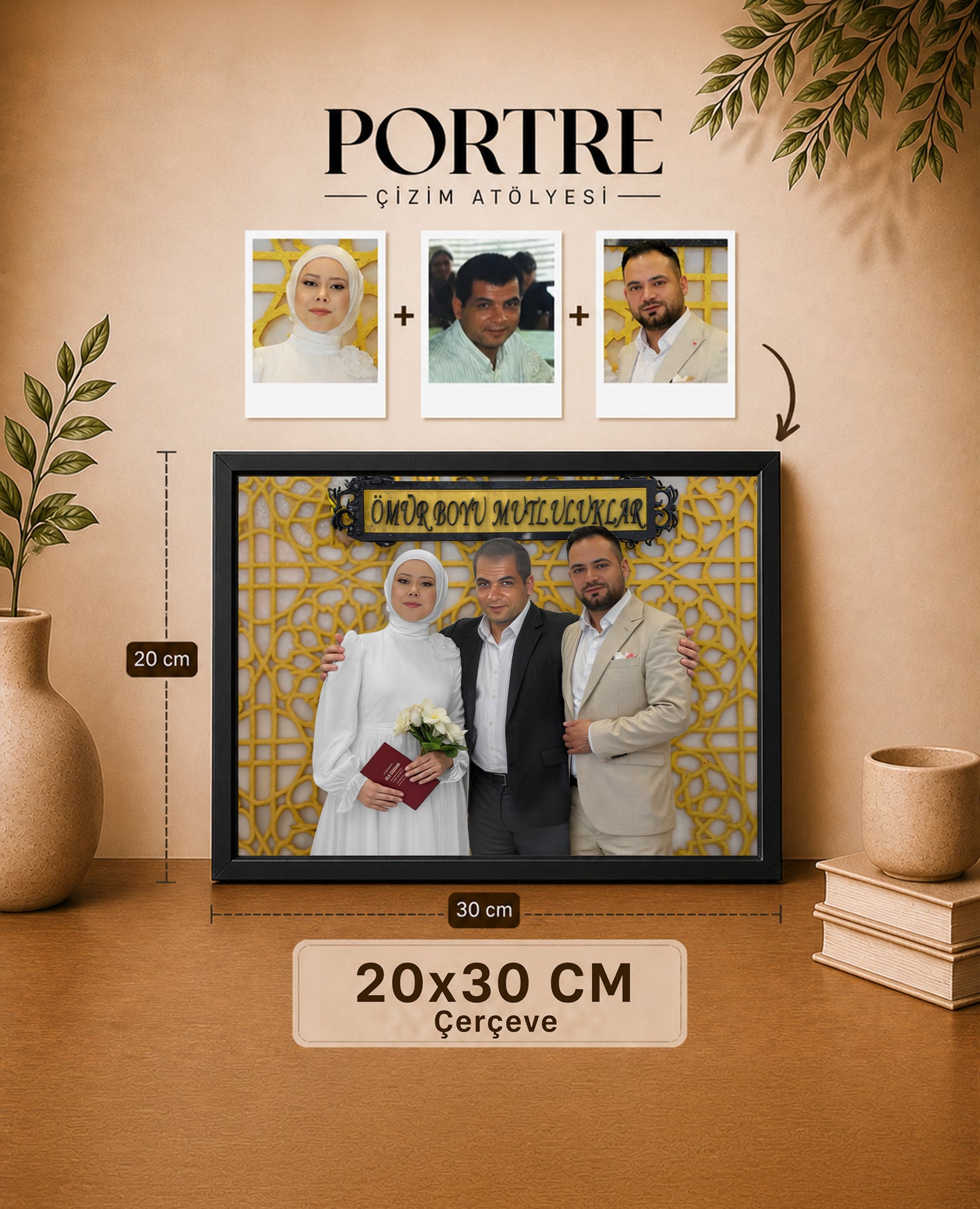 çerçeveli kişiye özel aile fotoğrafı birleştirme tablosu 