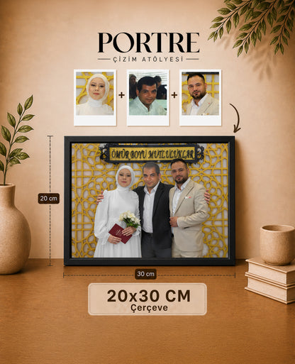 çerçeveli kişiye özel aile fotoğrafı birleştirme tablosu 