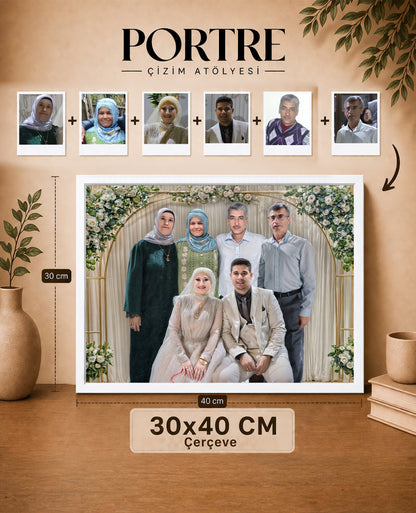 çerçeveli kişiye özel aile fotoğrafı birleştirme tablosu 