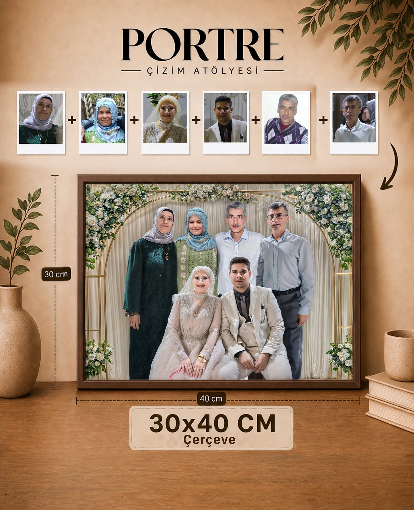 çerçeveli kişiye özel aile fotoğrafı birleştirme tablosu 