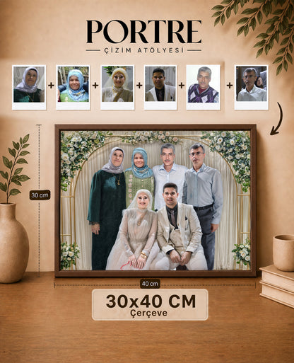 çerçeveli kişiye özel aile fotoğrafı birleştirme tablosu 