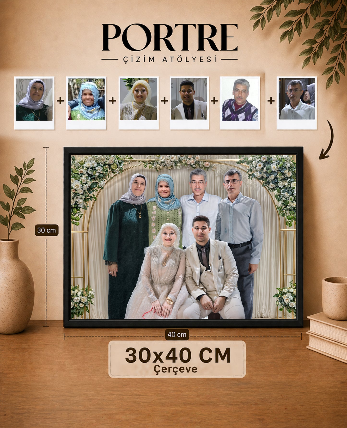 çerçeveli kişiye özel aile fotoğrafı birleştirme tablosu 